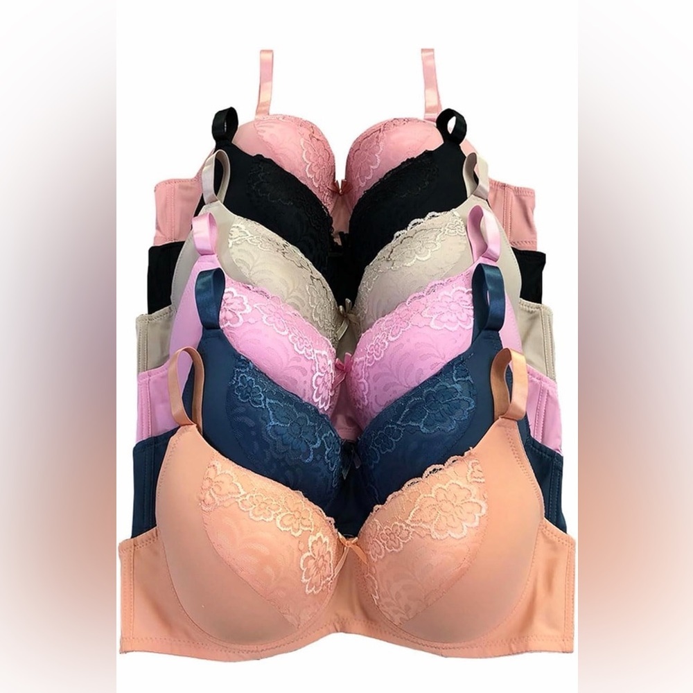 🆕 Secret 6 Pack of Color Print T-Shirt Bras B Cup C Cup and D Cup